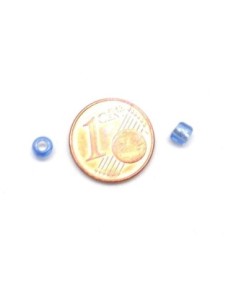 Perle de rocaille 4mm bleu bleuet translucide interieur argenté 2
