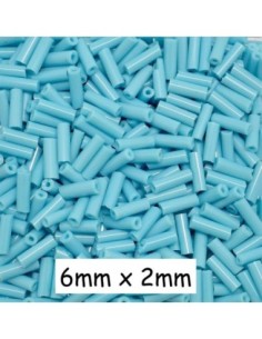 Perle de rocaille tube 6mmx2mm bleu ciel pastel