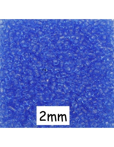 Perle de rocaille 2mm bleu ciel translucide