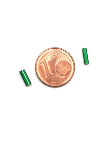 Tube verre rocaille 6,5mmx2mm vert foncé environ 640 perles