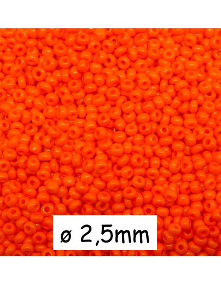 Perle de rocaille 2,5mm orange fluo soit environ 1960 perles