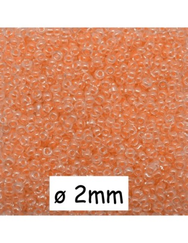 Mini perle de rocaille 2mm orange saumon translucide soit environ 2560 perles