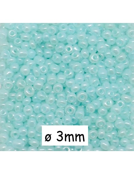 Perle de rocaille 3mm bleu dragée nacré, environ 910 perles