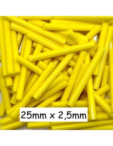 Perle de rocaille tube 25mm x 2,5mm jaune