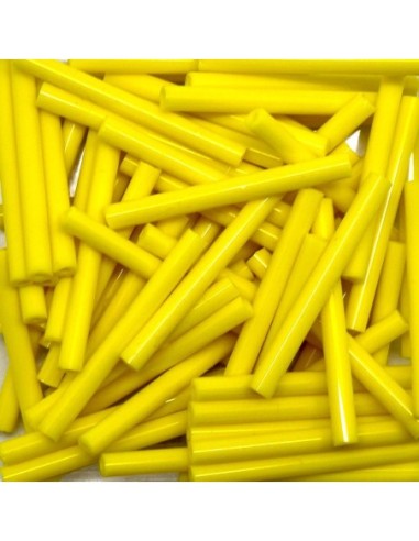 Perle de rocaille tube 25mm x 2,5mm jaune pour tissage