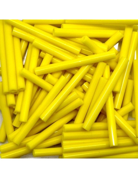 Perle de rocaille tube 25mm x 2,5mm jaune pour tissage