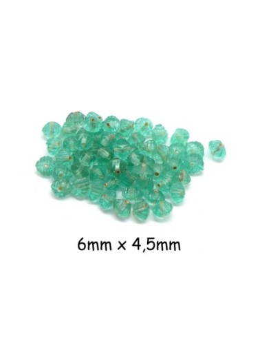 Perle en verre fine toupie 6mm vert d'eau pour bracelet wrap