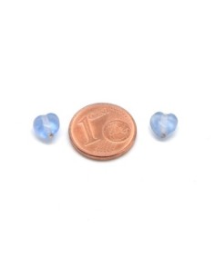 Perle coeur 6,5mm en verre bleu ciel transparent 2