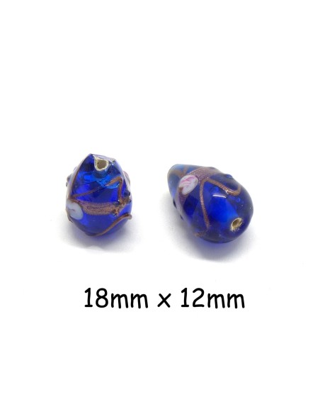 Perle en verre pour collier ethnique bleu saphir