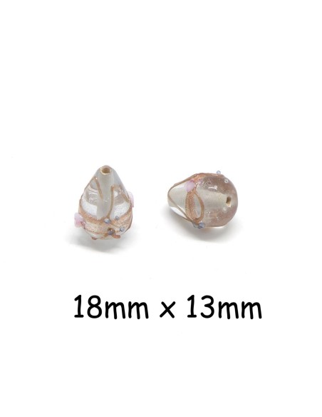 Perle goutte en verre transparente style façon Murano