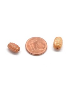 Perle tube strié orange abricot irisé 9mm x 6mm en verre 2