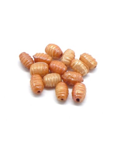 Perle en verre tube orange abricot irisé pour bracelet wrap