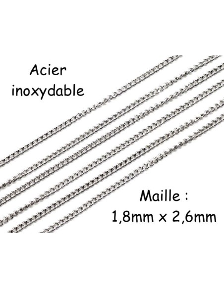 Chainette fine maille gourmette argenté en acier inoxydable résistante