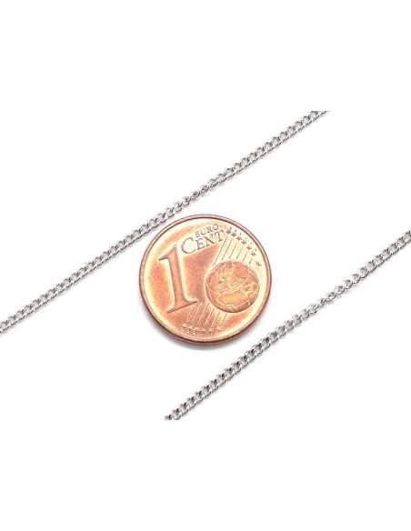 Fine chaine maille gourmette argenté en acier inoxydable résistante