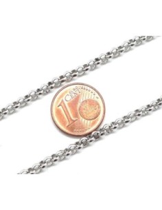 Chaînette maille forçat ronde argenté en acier inoxydable maillon 3,3mm 2