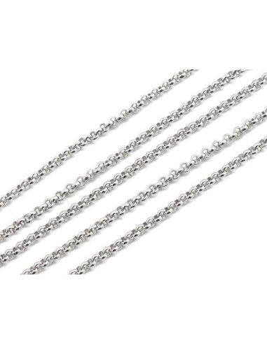 Fine chaine maille ronde argenté en acier inoxydable maillon 2mm