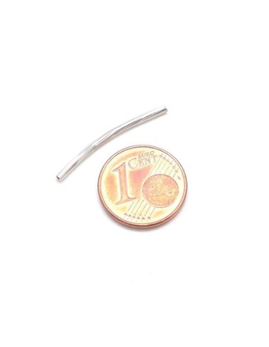 Perle tube légèrement incurvé argenté - idéal création géométrique, graphique lumineuse