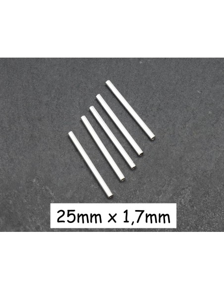 Perle tube en métal argenté lisse 25mm - idéal création géométrique et graphique