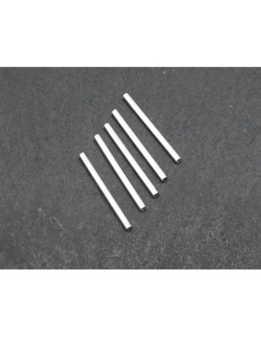 Fine perle tube longue 25mm en métal argenté