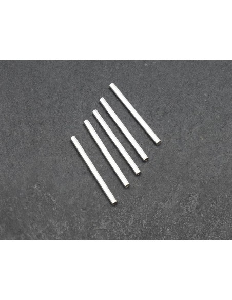 Fine perle tube longue 25mm en métal argenté