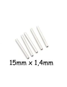 Perle tube fine argenté en métal 15mm - idéal création géométrique et graphique