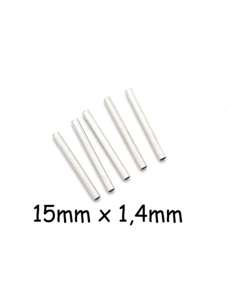 Perle tube fine argenté en métal 15mm - idéal création géométrique et graphique