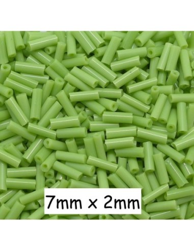 Perle de rocaille tube 7mm x 2mm vert anis environ 770 perles