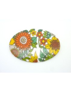 Cabochon ovale en porcelaine style vintage année 60