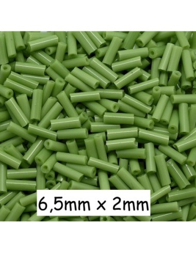 Perle de rocaille tube 6,5mm x 2mm vert environ 660 perles