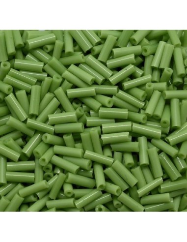 Perle tube 6mm verte pour tissage