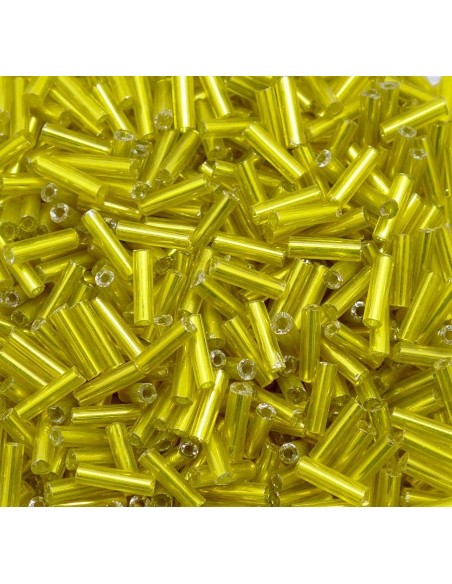 Perle de rocaille tube pour tissage, couleur jaune chartreuse
