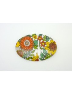 Cabochon ovale en porcelaine style vintage année 60 2