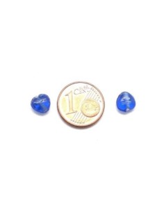 Perle en verre forme coeur bleu saphir transparent 2