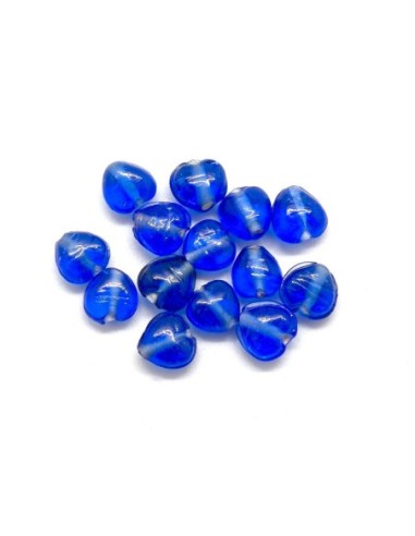 Perle coeur bleu en verre pour création DIY