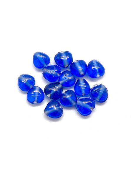 Perle coeur bleu en verre pour création DIY