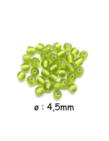 Perle ronde 4mm en verre de couleur vert olive clair