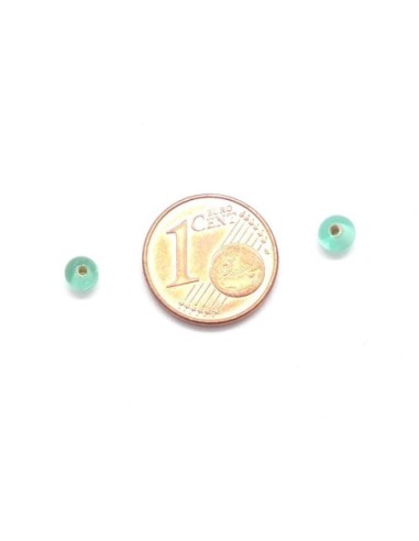 Perle 4mm en verre vert d'eau pour bracelet wrap
