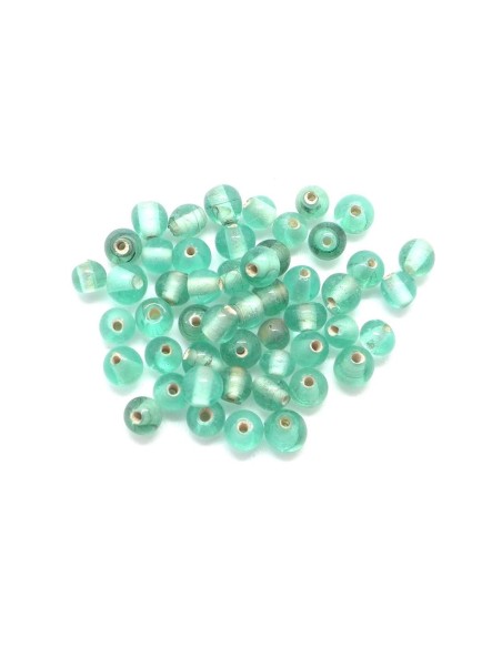 Perle ronde 4mm en verre vert d'eau