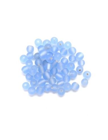 Perle ronde 4mm en verre de couleur bleu ciel givré pour bracelet wrap