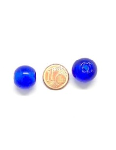 Perle ronde en verre bleu saphir transparent 16mm 2