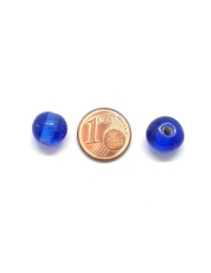 Perle ronde 10mm en verre bleu saphir translucide 2