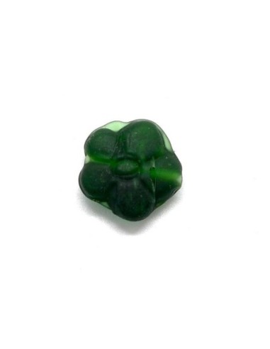 Perle fleur vert foncé en verre pour création bijoux