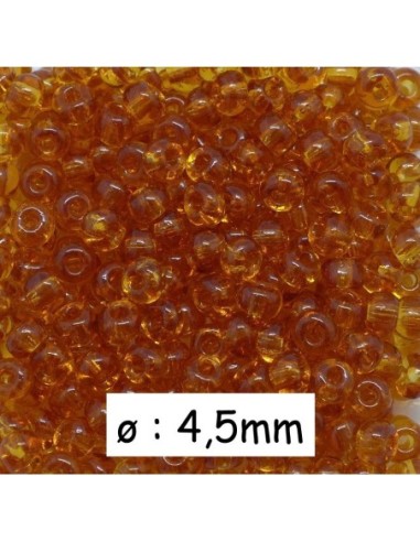Perle de rocaille 4,5mm de couleur ambre miel soit environ 340 perles