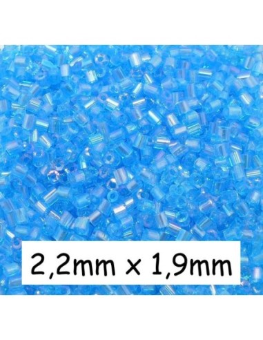 Mini perle tube de rocaille bleu ciel irisé soit environ 2710 perles