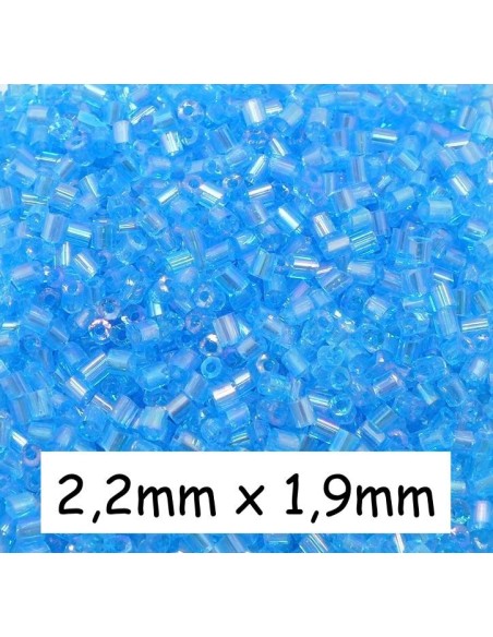 Mini perle tube de rocaille bleu ciel irisé soit environ 2710 perles