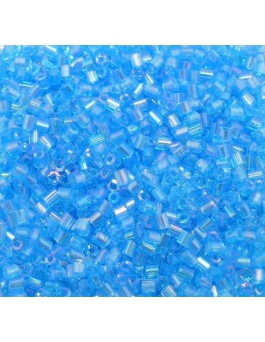 Mini perles tube de rocaille bleu ciel irisé pour bracelet wrap