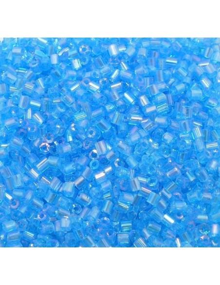Mini perles tube de rocaille bleu ciel irisé pour bracelet wrap