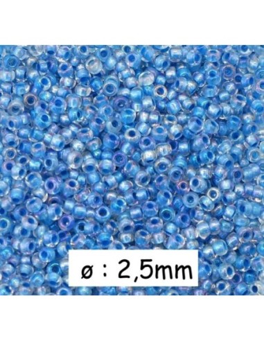 Perle de rocaille 2,5mm bleu transparent irisé, environ 1980 perles