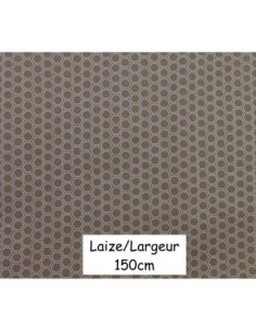 Tissus coton motif géométrique hexagone marron beige et blanc - vendu au mètre