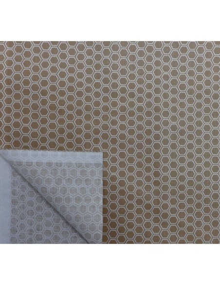 Tissus pour patch pas cher motif géométrique marron et blanc